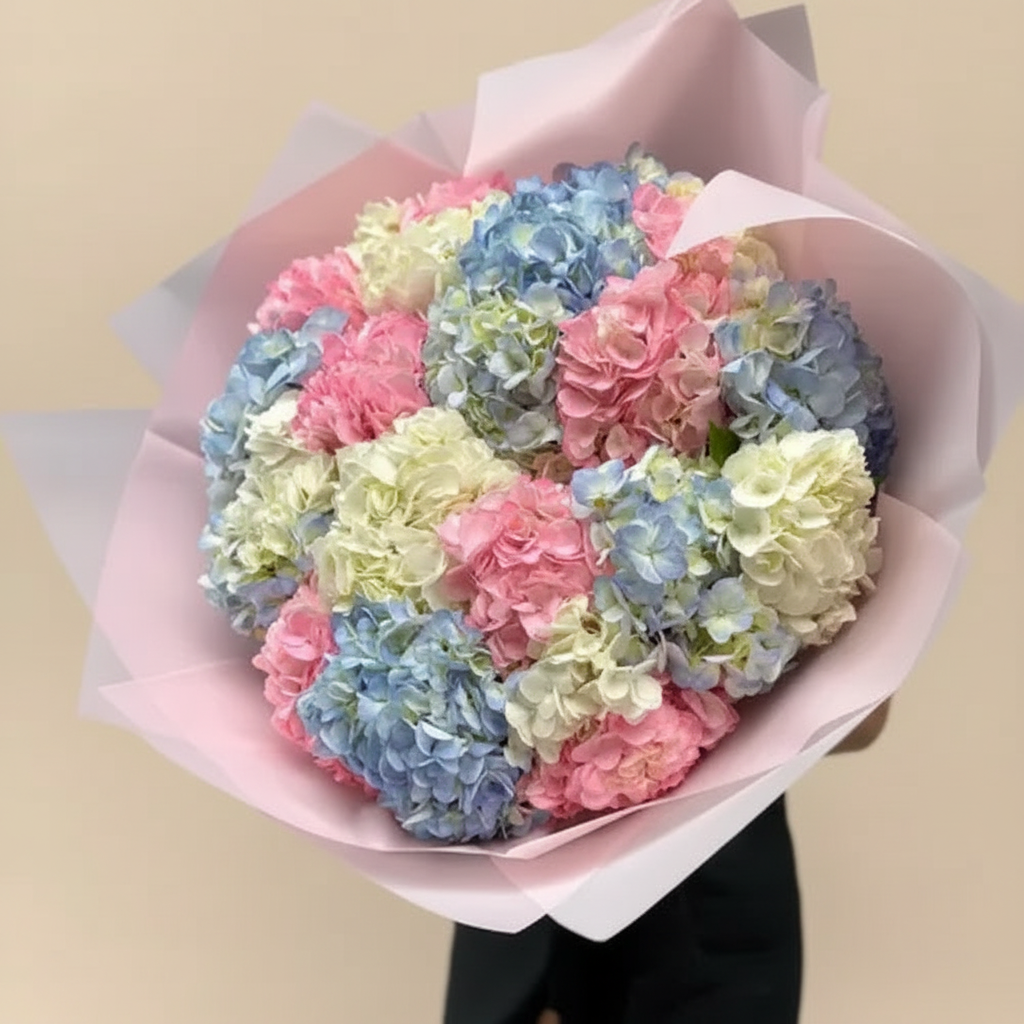 21 Hydrangeas Bouquet | Birthday Flowers | pastel Colors hydrangeas | Light color flowers Bouquet