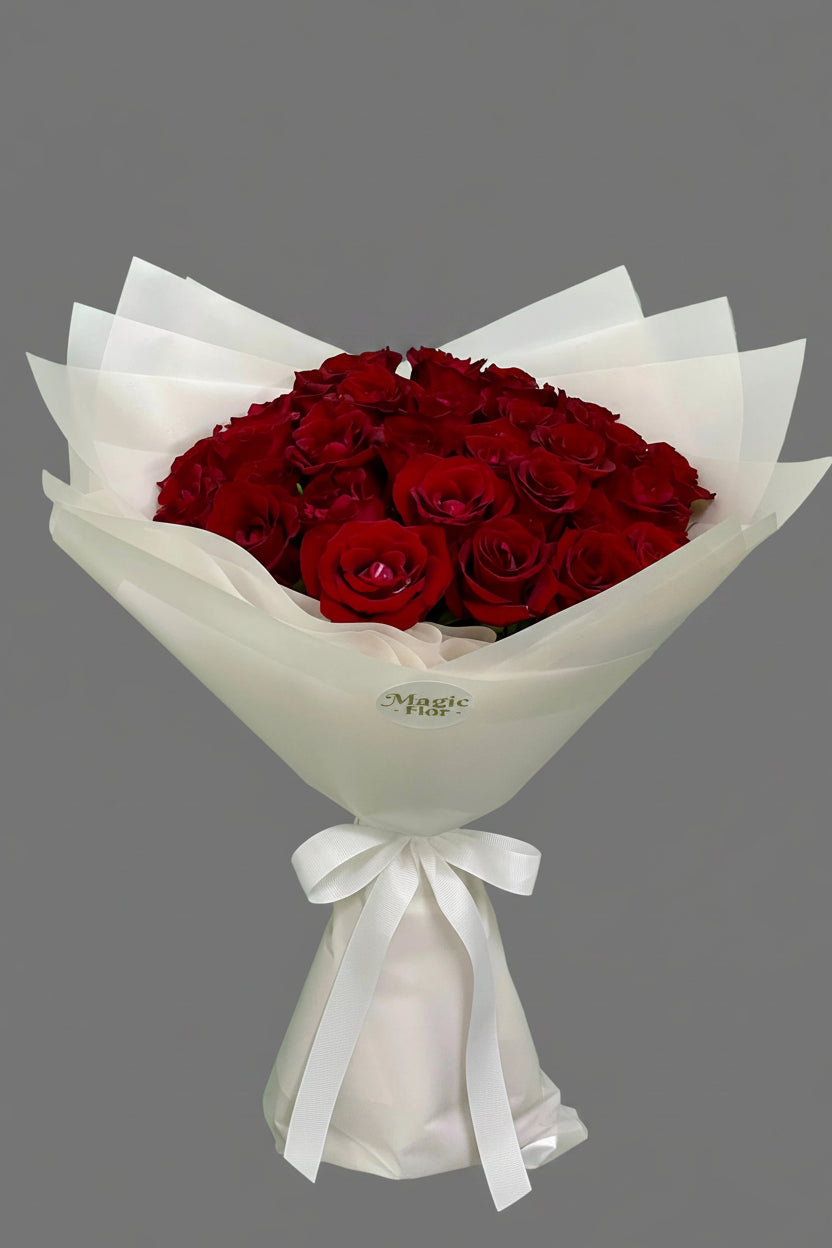 Red Roses in White