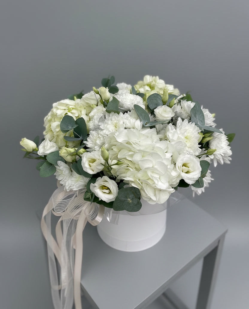 Pure White Harmony | White Flowers in Box | White and green | Flowers in Box