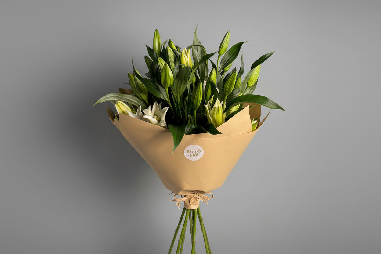 White Lilies Bouquet | White Lilies Flowers | Fresh Cut Lilies for Home and birthday