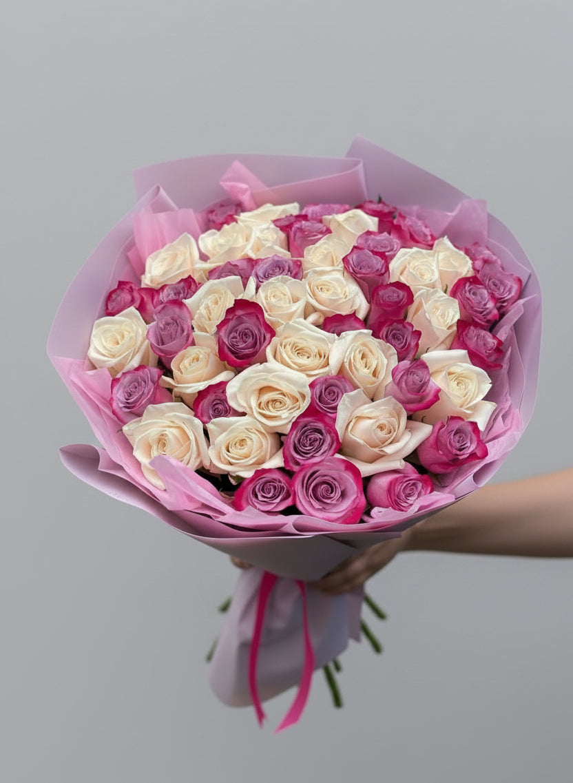Purple Cream Harmony | Cream white Roses | Purple-Pink shades roses |
