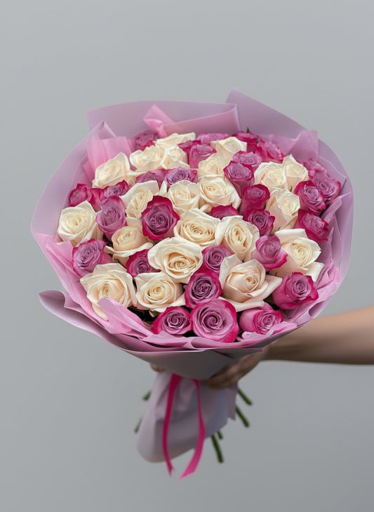 Purple Cream Harmony | Cream white Roses | Purple-Pink shades roses |