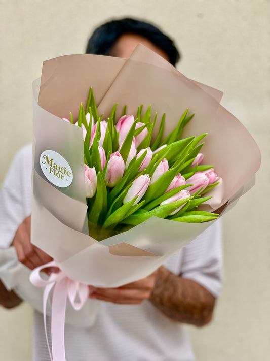 25 Pink Tulips Bouquet | Pink Flowers Bouquet | Flowers for her