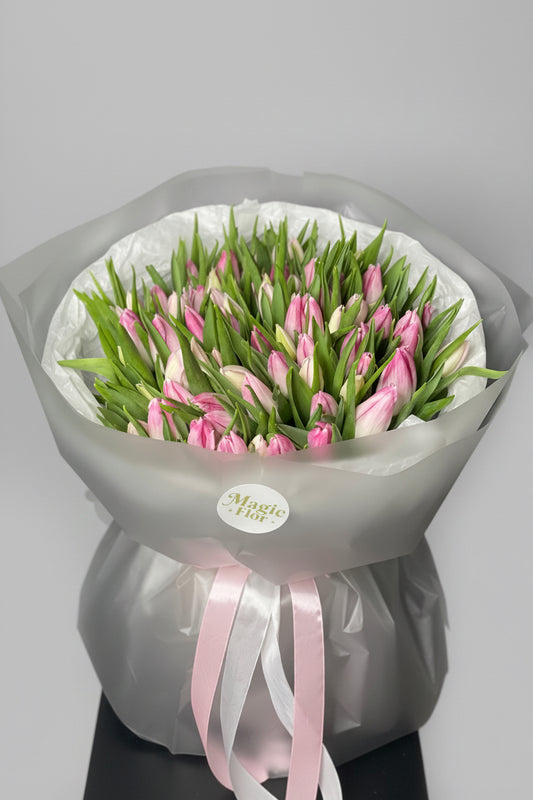 75 Pink Tulips Bouquets | luxury Pink Tulips bouquets