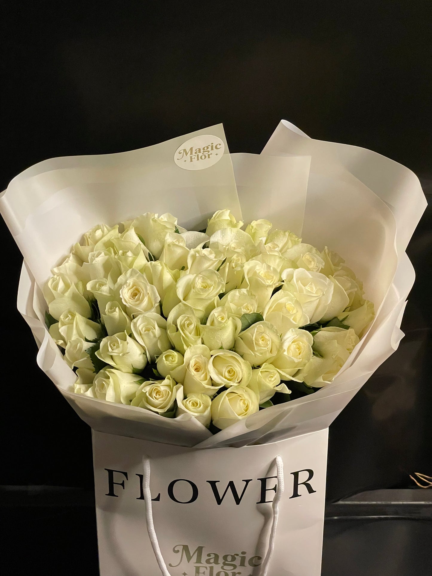 51 White Roses Bouquet | Elegant Anniversary and Wedding Flowers | Luxury Mono Rose Arrangement