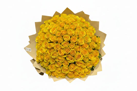 Yellow majesty | 101 Yellow Roses Bouquet | Joyful Birthday and Celebration Flowers | Bright Mono Rose Bouquet