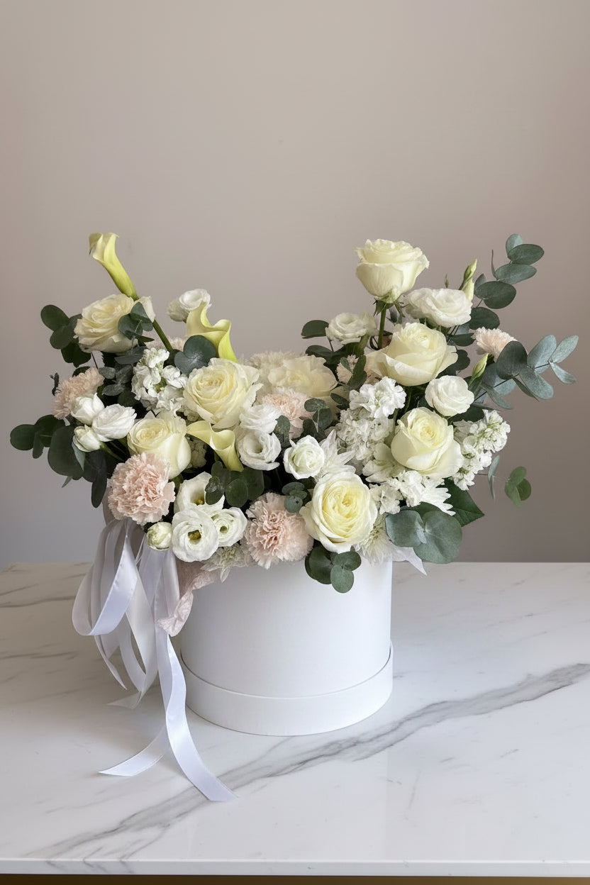 Calla Bloom Luxe | White Flowers in box | Calla Lily Flowers | Mathiola White