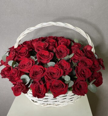 55 Red Roses in Basket